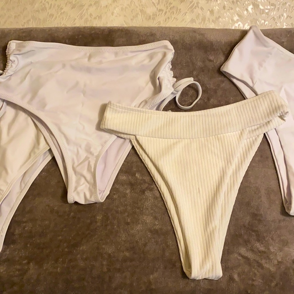 Assorted White High Rise Bikini Bottoms